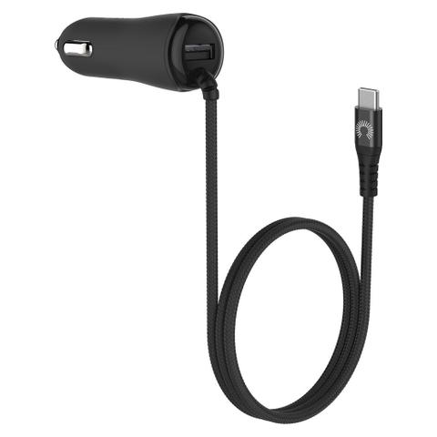 Comsol Dual Port Car Charger with Fixed 1m USB-C Cable