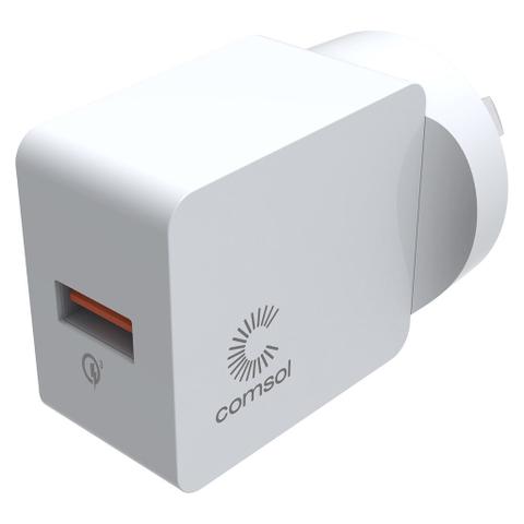 Comsol Single Port USB Wall Charger with QC 3.0 (18W) - White