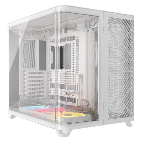 Corsair AIR 5400 LX-R RGB iCUE LINK Triple Chamber Mid-Tower PC Case - White