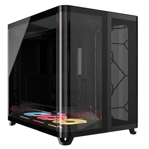 Corsair AIR 5400 LX-R RGB iCUE LINK Triple Chamber Mid-Tower PC Case - Black