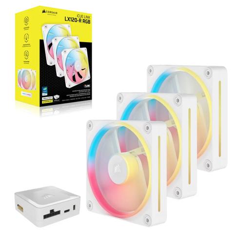 Corsair iCUE LINK LX120-R RGB 120mm PWM Reverse Fans - White (3-Pack)