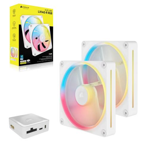 Corsair iCUE LINK LX140-R RGB 140mm PWM Reverse Fans - White (2-Pack)