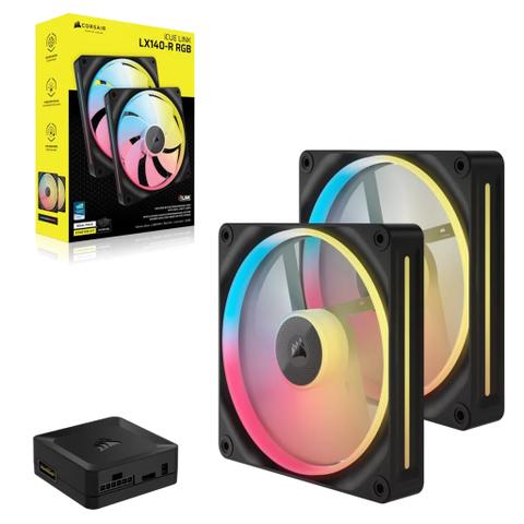 Corsair iCUE LINK LX140-R RGB 140mm PWM Reverse Fans - Black (2-Pack)