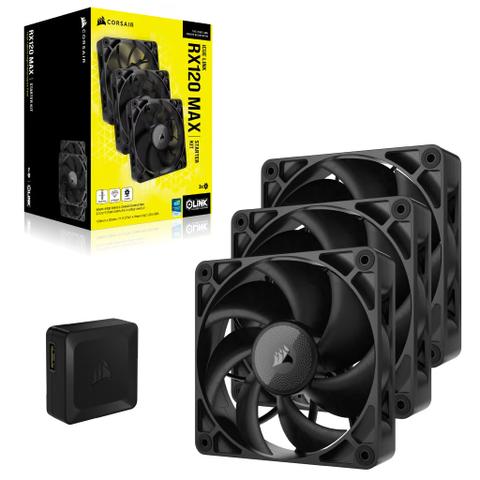 Corsair iCUE LINK RX120 MAX 120mm PWM Thick Case Fan - Black (3-Pack)