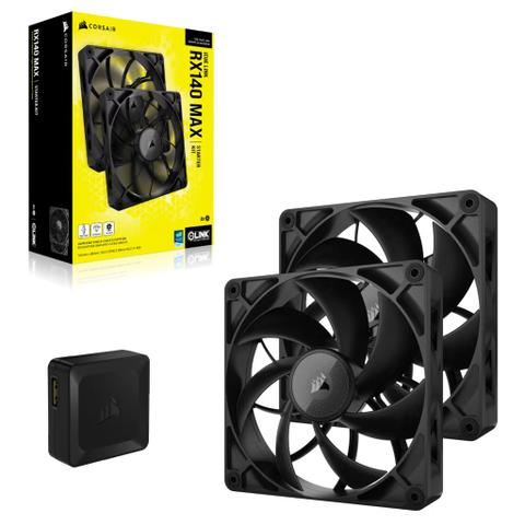 Corsair iCUE LINK RX140 MAX 140mm PWM Thick Case Fan - Black (2-Pack)