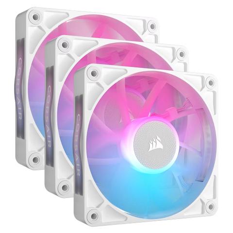 Corsair RX120 iCUE Link RGB 120mm PWM Fan White - 3 Pack w/ System Hub