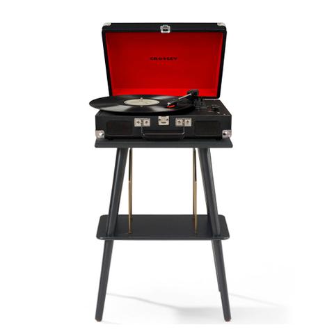 Crosley Cruiser Bluetooth Portable Turntable - Black + Crosley Entertainment Stand Bundle