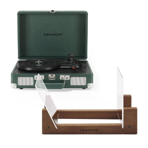 Crosley Cruiser Bluetooth Portable Turntable - Emerald Green + Bundled Crosley Record Storage Display Stand