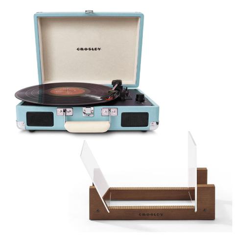 Crosley Cruiser Bluetooth Portable Turntable - Turquoise + Bundled Crosley Record Storage Display Stand