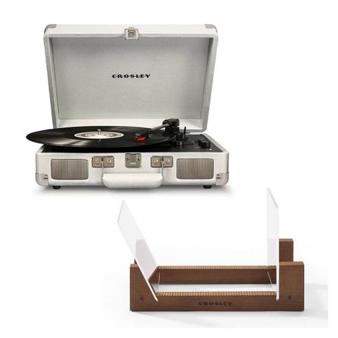 Crosley Cruiser Bluetooth Portable Turntable - White Sands + Bundled Crosley Record Storage Display Stand