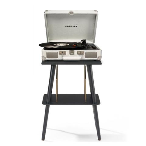 Crosley Cruiser Bluetooth Portable Turntable - White Sands + Crosley Entertainment Stand Bundle