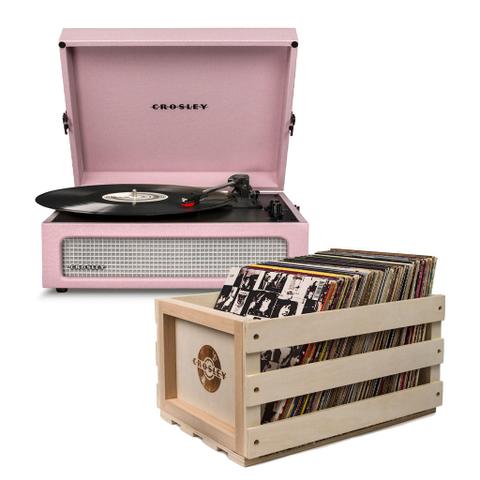 Crosley Voyager Amethyst - Bluetooth Portable Turntable & Record Storage Crate