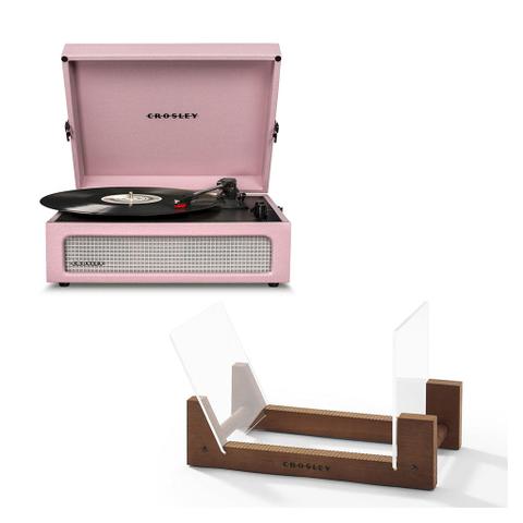 Crosley Voyager Bluetooth Portable Turntable - Amethyst + Bundled Crosley Record Storage Display Stand