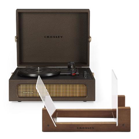 Crosley Voyager Bluetooth Portable Turntable - Cocoa + Bundled Crosley Record Storage Display Stand