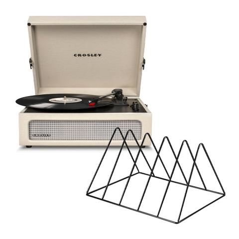 Crosley Voyager Bluetooth Portable Turntable - Dune + Gadhouse Vinyl Rack Bundle - Black