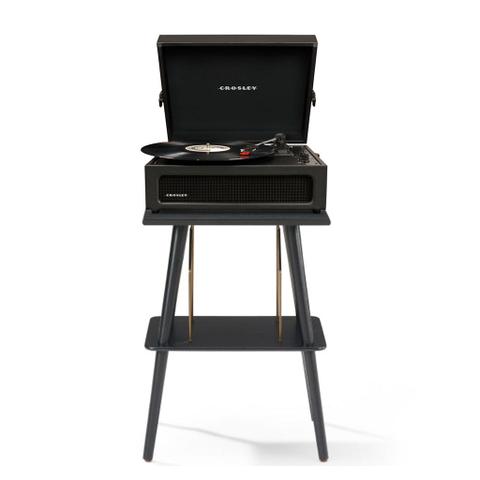 Crosley Voyager Bluetooth Portable Turntable + Entertainment Stand Bundle - Black