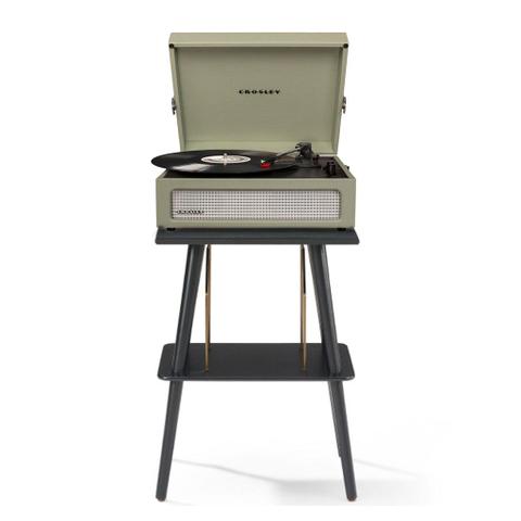 Crosley Voyager Bluetooth Portable Turntable + Entertainment Stand Bundle - Sage