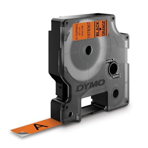 Dymo D1 Durable Label Cassette Tape 12mm x 3m - Black on Orange