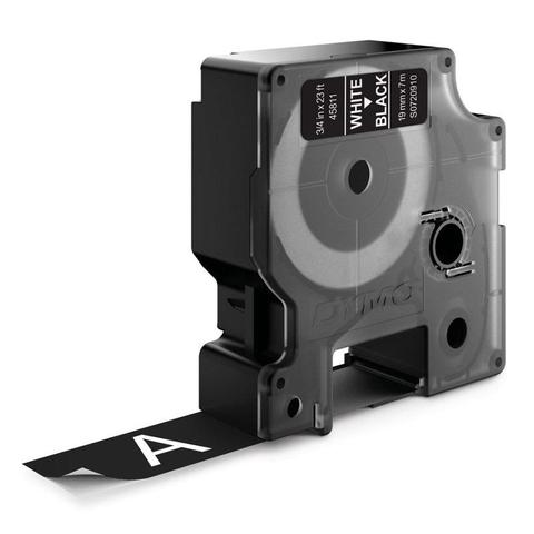 Dymo D1 Standard Label 19mm x 7m - White on Black