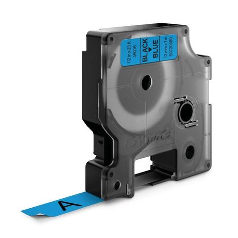 Dymo D1 Standard Label Cassette Tape 12mm x 7m - Black on Blue