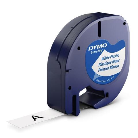 Dymo LetraTag Plastic Label Tape 12mm x 4m - White