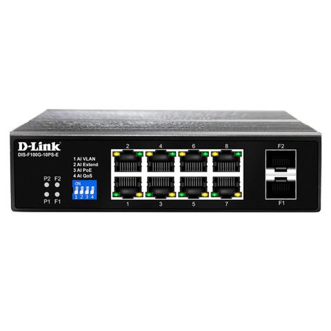D-Link 10-Port Gigabit Industrial PoE Switch w/ 8 PoE+ Ports & 2 SFP Ports
