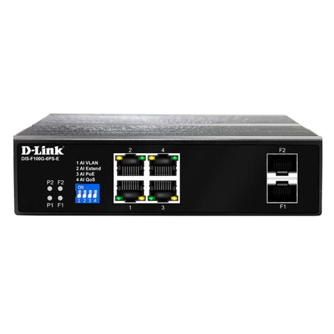 D-Link 6-Port Gigabit Industrial PoE Switch w/ 4 PoE+ Ports & 2 SFP Ports