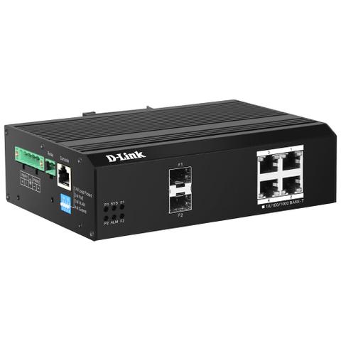 D-Link 6-Port Gigabit Industrial Smart Managed PoE+ Switch w/ 4PoE & 2 SFP ports