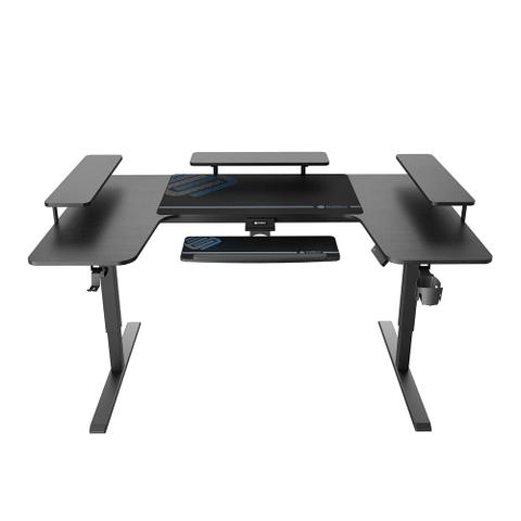 Eureka U71-B 75" U-Shaped Standing Desk with Convertible Shelves - Black