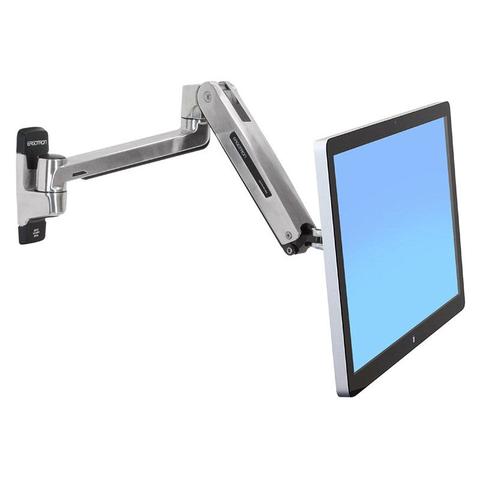 Ergotron LX HD Sit-Stand Wall Mount Arm - Polished Aluminium
