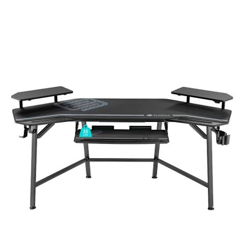 Eureka AED-E70B Ergonomic 70" Wing Shaped Studio Desk With Keyboard Tray - Black