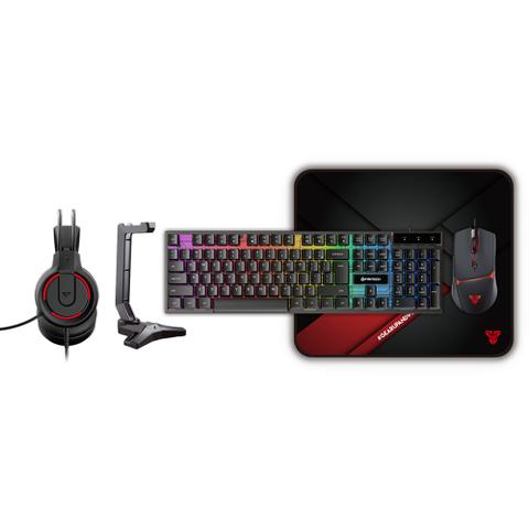 Fantech P51 Power Bundle - Keyboard, Mouse, Mouse Pad, Headset and Stand (Black)