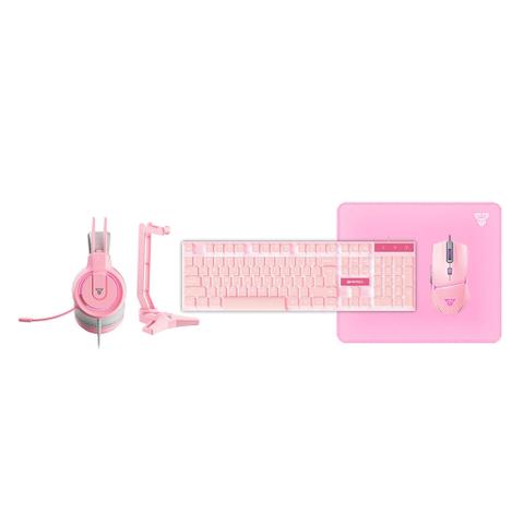 Fantech P51 Power Bundle - Keyboard, Mouse, Mouse Pad, Headset and Stand (Pink)