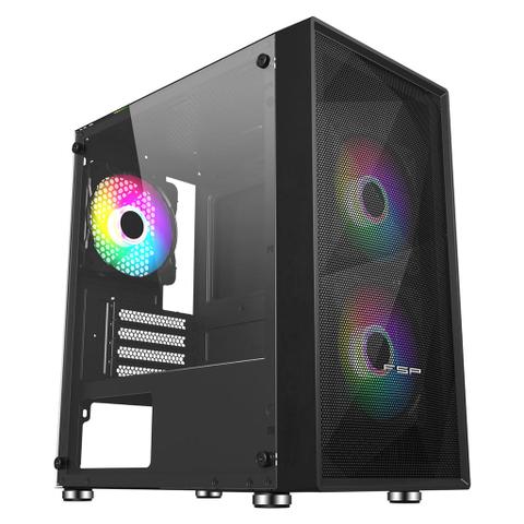 FSP CST130C ARGB Tempered Glass Mid-Tower Micro-ATX Case - Black