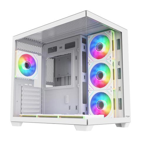 FSP M341 Tempered Glass Mid-Tower Dual Chamber ATX Case - White
