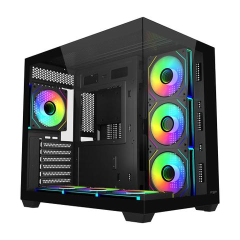 FSP M341 Tempered Glass Mid-Tower Dual Chamber ATX Case - Black