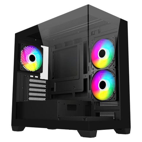 FSP S340 ARGB Tempered Glass Mid-Tower Micro-ATX Case - Black