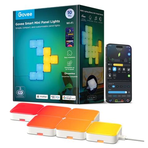Govee RGBIC Smart Wall Mini Panel Light Kit - 10 Pack Matter Compatible