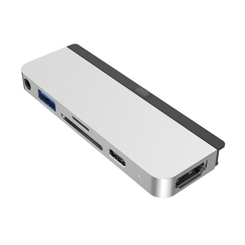 HyperDrive 6-in-1 USB-C Hub for iPad / Mac / PC with 60W Pass Through - Silver