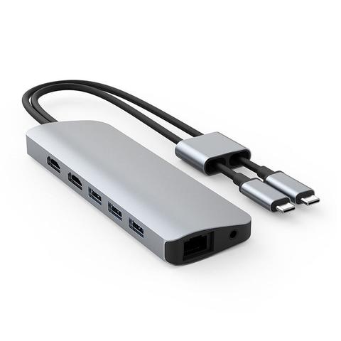 HyperDrive Viper 10-in-2 USB-C Hub with Dual Display for Mac/PC - Silver