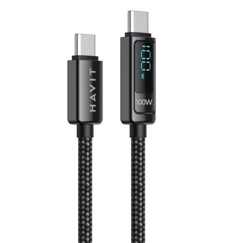 Havit PD100W USB-C to USB-C Fast Charging Cable LED Display 2 Metres
