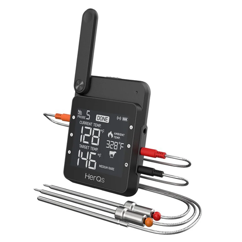 herQs Professional Smart Wi-Fi/Bluetooth BBQ Thermometer with 6-Probe