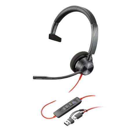 HP Poly Blackwire 3310 MS MONO USB-C Wired Headset w/ USB-A Adaptor