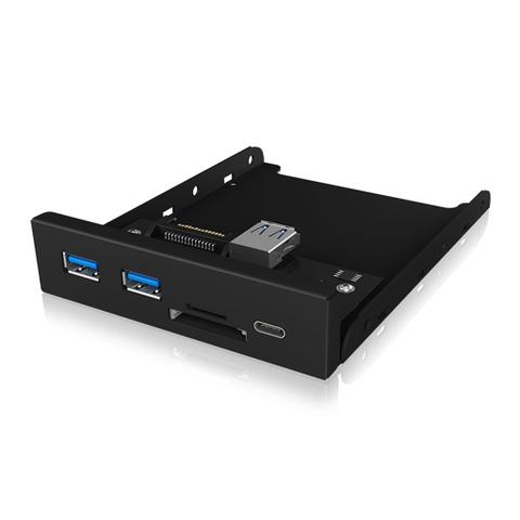 ICY BOX IB-HUB1417-i3 Front Panel w/ USB-C 3.0 & USB-A Hub & Card Reader