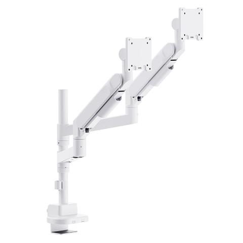 Infinity Dual Monitor Ergonomic & Style Heavy-Duty Gas Spring Dual Monitor Arm 24"-57" - White