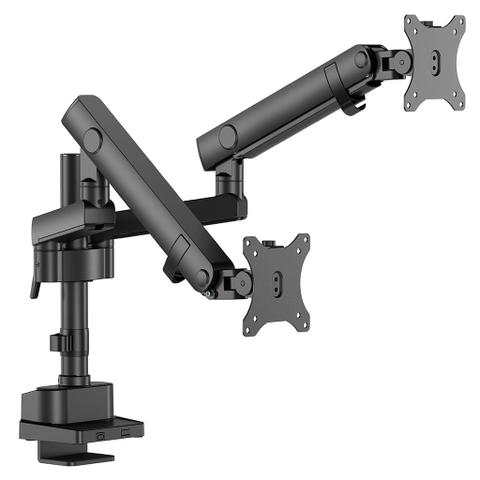 Infinity Dual Monitor Pole-Mounted Heavy-Duty Mechanical Spring Monitor Arm 17"-40" - Black