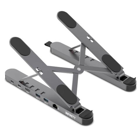 Infinity Laptop Riser Stand with 5-in-1 Dock