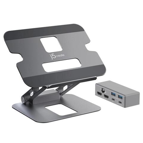 j5create JTS427 Aluminium Multi-Angle 8-in-1 USB-C 4K Docking Laptop Stand