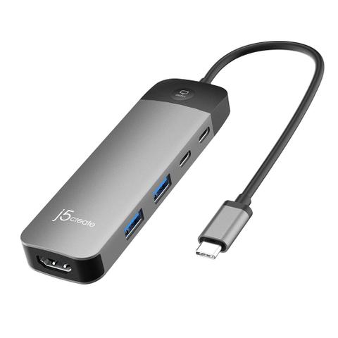 j5create JCD3002 USB-C 7-in-1 4K Multi-Port Hub w/ Screen-Off Control