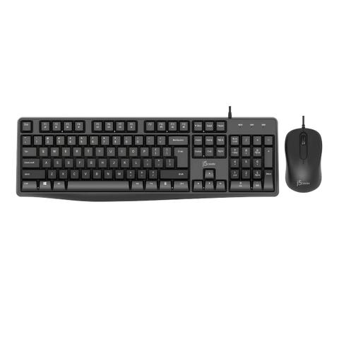j5create JIKMU105 Full-Size Wired Desktop Keyboard & Mouse Combo - Black